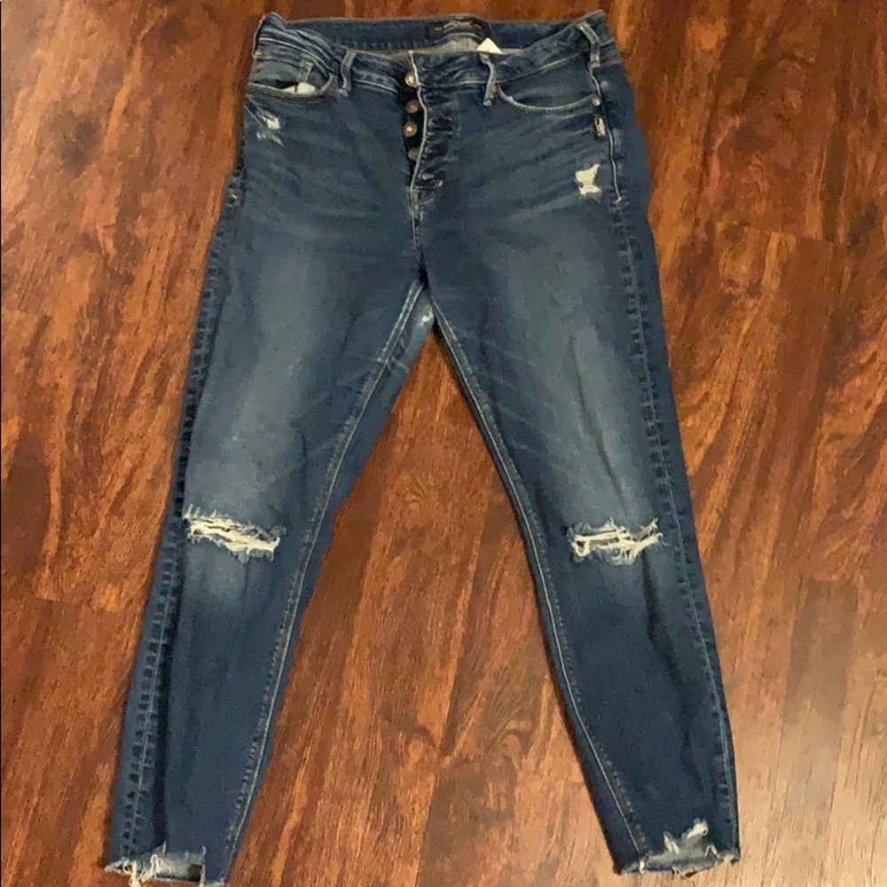 Silver lazy skinny crop jeans